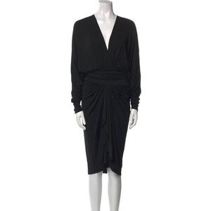 Alexandre Vauthier Black v neck midi dress 38 NWT